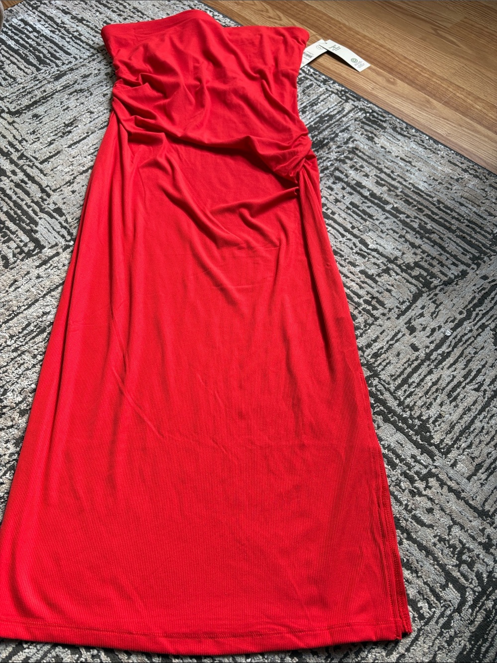 No Boundaries Red Strapless Ruched Maxi Dress
